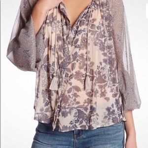 Free People- sheer boho long sleeve shirt